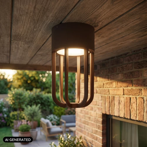 Lucide WELLS - Plafonnier Intérieur/Extérieur - Ø 10 cm - LED - 1x8W 2700K - IP54 - Rouille - Essential - AI 1